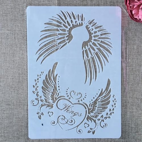 TIAMECH A4 Reusable Pair Wings Stencil for Painting - style: Angel Wings