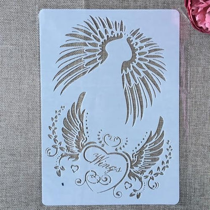 TIAMECH A4 Reusable Pair Wings Stencil for Painting - style: Angel Wings