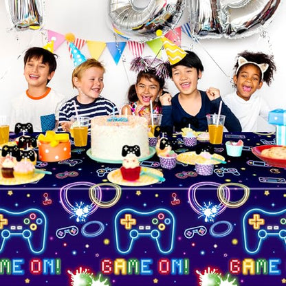 3Pcs Video Game Party Tablecloths Neon Game Party Decorations - color: Video Game