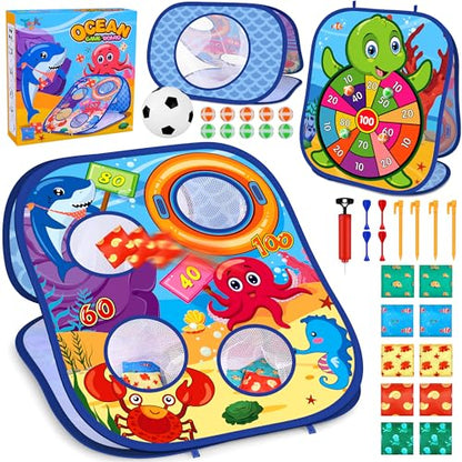 Animal Bean Bag Toss Game Toy Outdoor Toss Game - color: Ocean