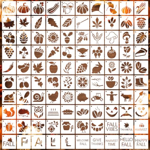Fainne 100 Pcs 1.5 Inch Fall Autumn Theme Small Stencils for Crafts - style: Fall