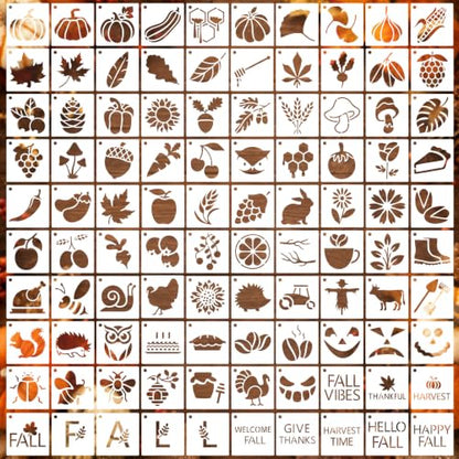 Fainne 100 Pcs 1.5 Inch Fall Autumn Theme Small Stencils for Crafts - style: Fall