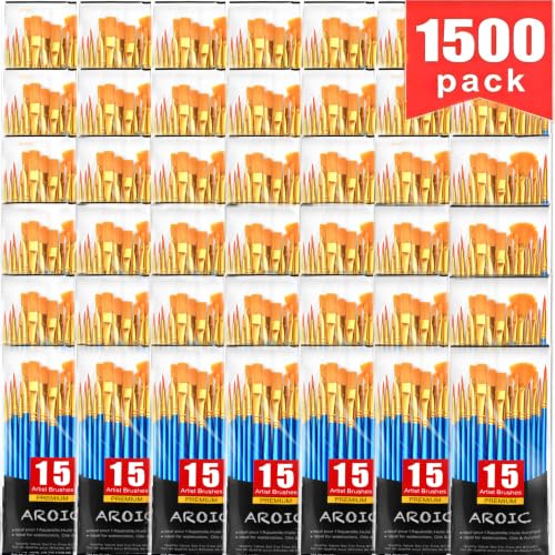 AROIC Acrylic Paint Brush Set, 100 Packs / 1500Pcs Nylon Hair Paint Brushes - size: 1500pcs