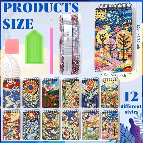 Fuyoooo 12 Pcs Abstract Landscape Diamond Art Notebook Kits for Adults - style: Abstract Landscape