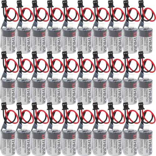 30-Pack 1000mAh ER3V 3.6V PLC Lithium Battery Compatible for JZSP-BA01 (with 2 Pin Black Connector)