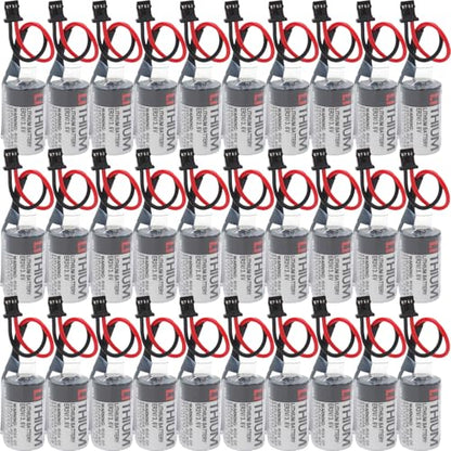 30-Pack 1000mAh ER3V 3.6V PLC Lithium Battery Compatible for JZSP-BA01 (with 2 Pin Black Connector)