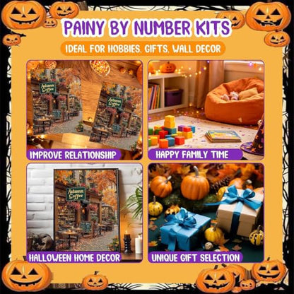 Autumn Paint by Numbers for Adults - Paint by Number Coffee on Canvas - color: MT23083