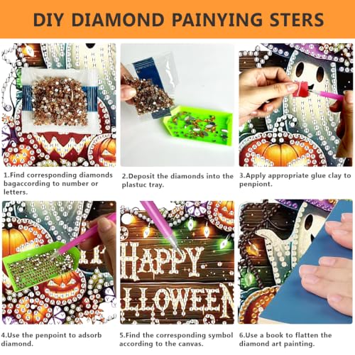 AIBOERL Halloween Diamond Art Kits for Adults, Acrylic Hanging Suncatcher - color: DP02547