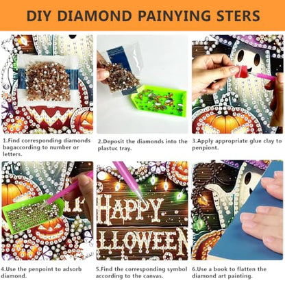 AIBOERL Halloween Diamond Art Kits for Adults, Acrylic Hanging Suncatcher - color: DP02547