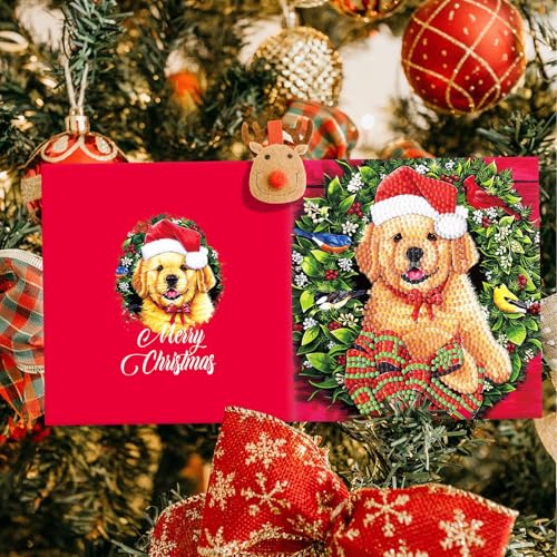 Diamond Painting Greeting Cards, 5D Rhinestone Art Greeting Card for Holidays Festival Craft Gift Your Girlfriend Birthday Card Christmas Cards (DP058) - color: DP058