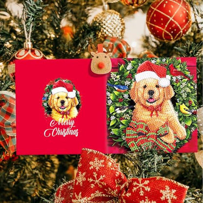 Diamond Painting Greeting Cards, 5D Rhinestone Art Greeting Card for Holidays Festival Craft Gift Your Girlfriend Birthday Card Christmas Cards (DP058) - color: DP058