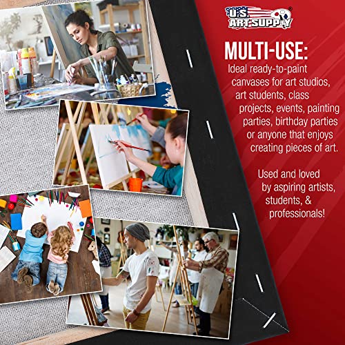 U.S. Art Supply 16"x20" Black Stretched Canvas for Painting, 3/4", 4-Pack - size: 16" x 20"