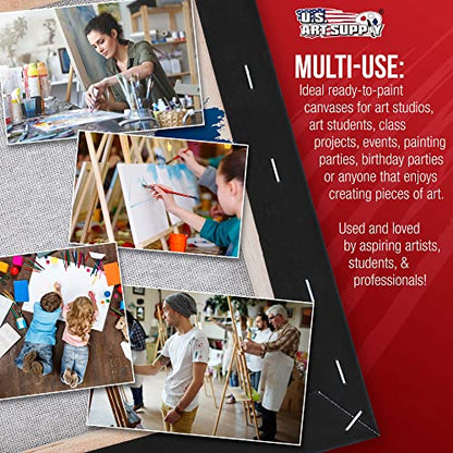 U.S. Art Supply 16"x20" Black Stretched Canvas for Painting, 3/4", 4-Pack - size: 16" x 20"