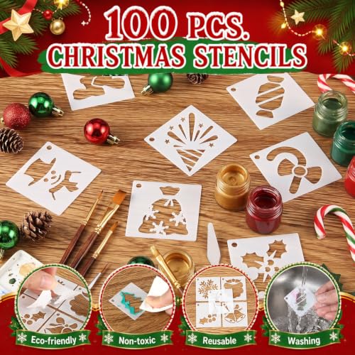 Fainne 100 Pcs 1.5 Inch Christmas Small Stencils for Crafts - style: Christmas