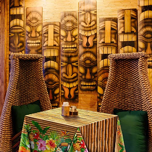 Frienda 3 Pcs Tiki Tablecloth Luau Table Cover Hawaiian Decor, Modern Style - style: Modern