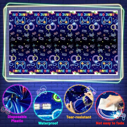 3Pcs Video Game Party Tablecloths Neon Game Party Decorations - color: Video Game