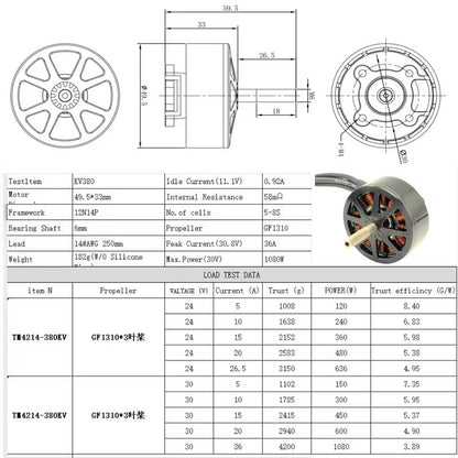 SPARKHOBBY X4214 4214 380KV 6-8S Lipo UAV Brushless Motor for 13inch X-Class RC FPV Racing Drone Long-Range Flight Airplane Part (1PC 4214) - style: 1PC 4214