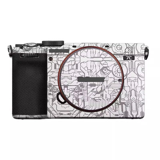 Camera Skin Wrap A7C2 Anti-Scratch Sticker Coat Vinly Protective Film Body Protector Decals Cover for Sony A7CR A7C II (Circuit White) - color: Circuit White