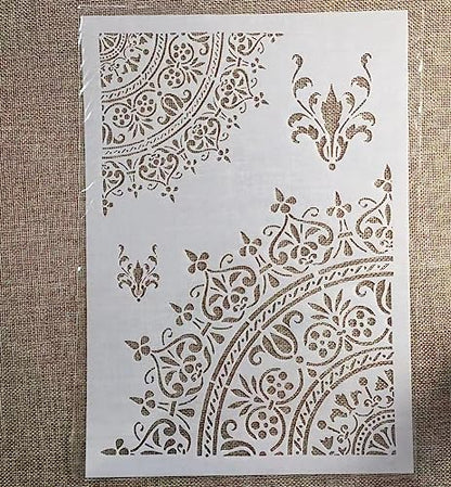 TIAMECH A4 Reusable Mandala 1/4 Wheel Stencil for Painting - style: Mandala Wheel