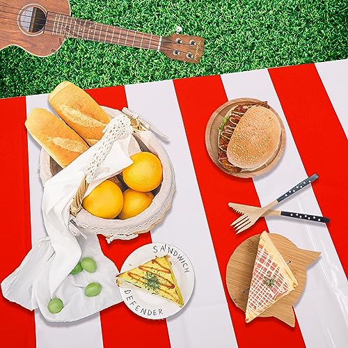 Kesfey Red Striped Tablecloth Carnival Horizontal Stripe Table Cover 3 Pack - color: Red Horizontal Striped