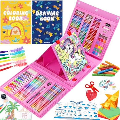 All in One Art Supplies Include Drawing Kit, Origami & Paper-Cutting Crafts - color: Pink