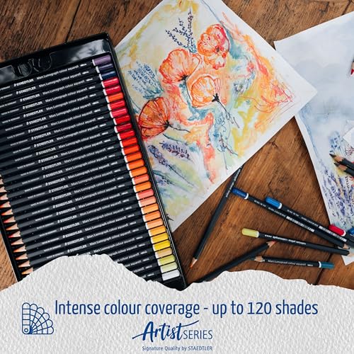 STAEDTLER Mars Lumograph Aquarell Colored Watercolor Pencils, Tin of 24 - style: Tin of 24