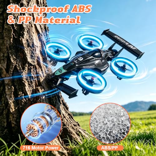 RC Flying Drift Car & Stunt Drone Remote Control Airplane Car Toys for Kids - color: Black