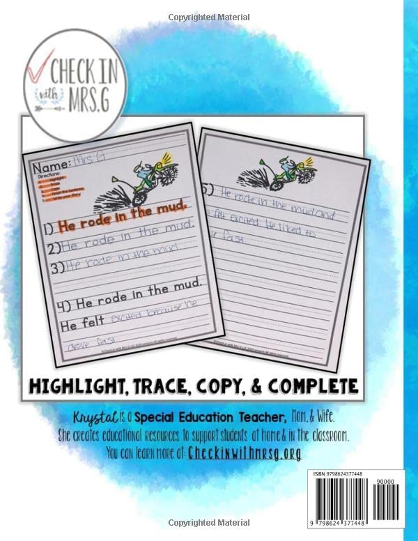 Sentence Writing Workbook: Sentence writing practice for kids 5-7, grades 1-2 writing workbook, word tracing, writing skills
