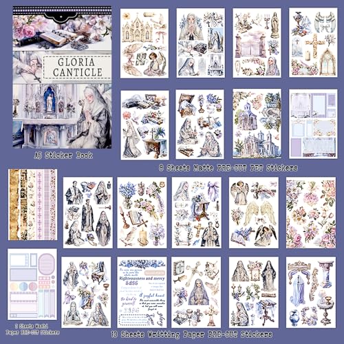 Christian Journal Sticker Book, A5 Pre-Cut Scrapbook Stickers - color: Gloria Cantical