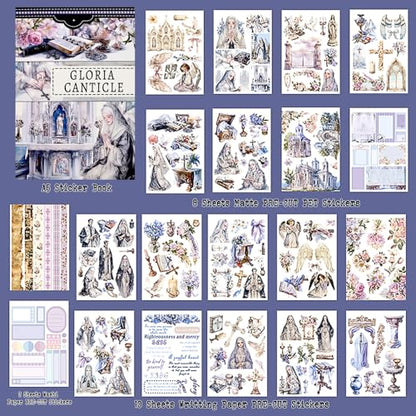 Christian Journal Sticker Book, A5 Pre-Cut Scrapbook Stickers - color: Gloria Cantical