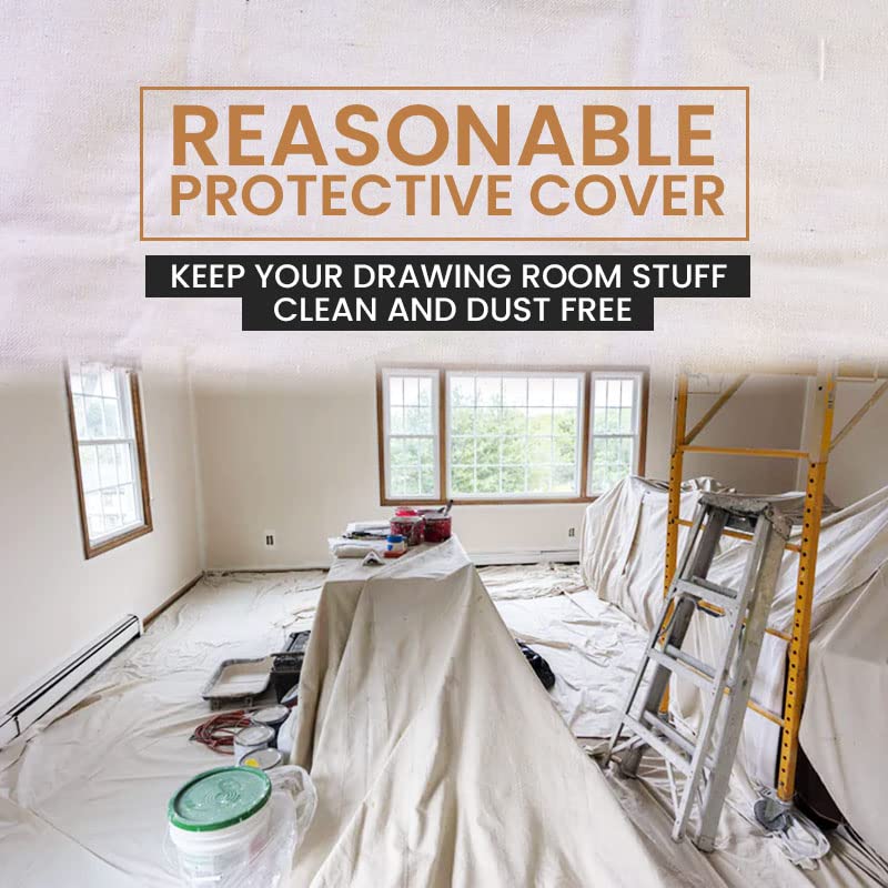 Canvas Drop Cloth for Painting (Size 4 x 12 Feet - Pack of 2) - Pure Cotton Painters Drop Cloth for Painting, Furniture & Floor Protection - All Purpose Thick Canvas tarp with Double Stitched Edges - size: 4' x 12' - Pack of 2