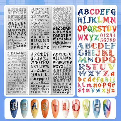 6 Sheets Nail Stamping Plate English Alphabet Nail Art Stamp