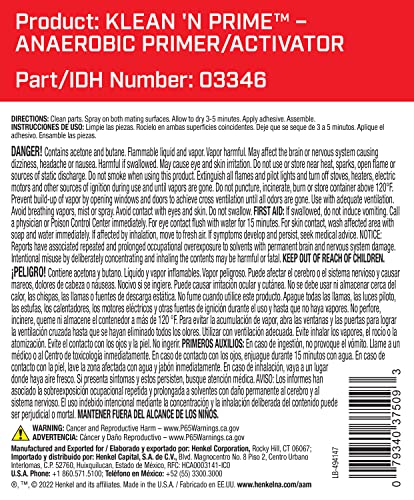 Loctite 37509 Klean 'N Prime Anaerobic Activator Aerosol Can - 4.5 oz.