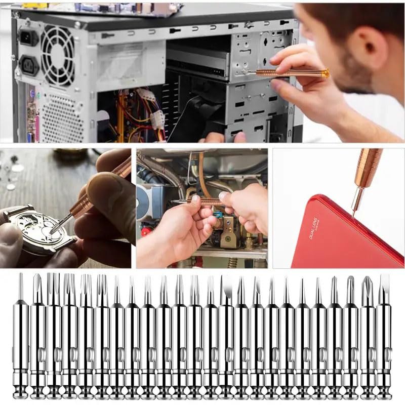 Precision Screwdrivers, 25-1 Repair Kit, Screwdriver Set with Leather Case, Professional Opening Tools for Mobile Laptop Glasses, Star/Y-type/Flat-blade/Triangle Screwdrivers