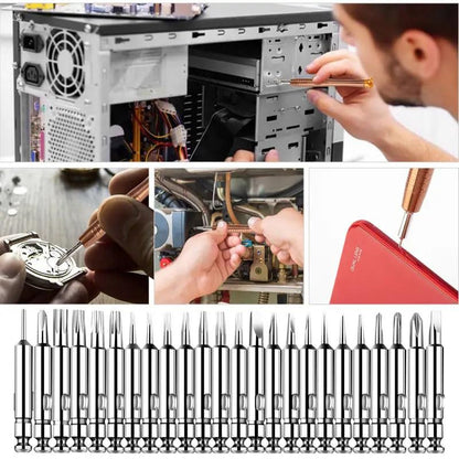 Precision Screwdrivers, 25-1 Repair Kit, Screwdriver Set with Leather Case, Professional Opening Tools for Mobile Laptop Glasses, Star/Y-type/Flat-blade/Triangle Screwdrivers