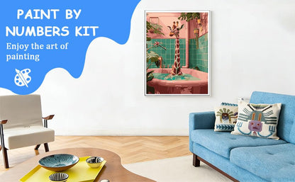 zpptAugs Paint by Numbers Kit for Adults Beginners，Giraffe Funny Adult Paint by Number Kits on Canvas,Digital Oil Number Painting Kits for Home Decor Gift 12"x16"(Without Frame)