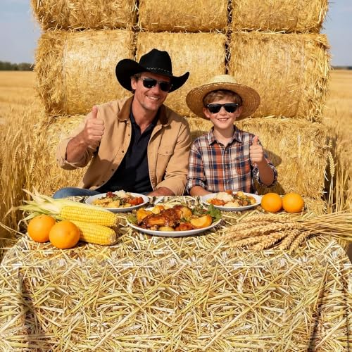 Oudain 54 Inch x 100 ft Hay Bales Straw Tablecloth Roll Cutter Box - style: Hay Bales