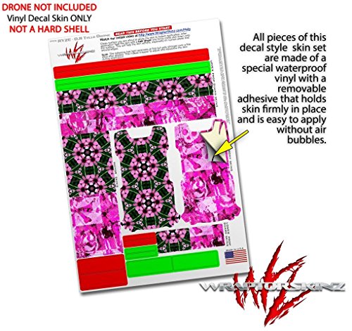 Skin Decal Wrap 2 Pack Compatible with DJI Ryze Tello Floral Pattern Pink Drone NOT Included