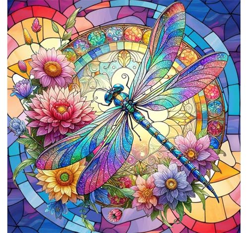 Dragonfly Paint by Numbers for Adults - Stained Glass Paint by Number - color: MT13165