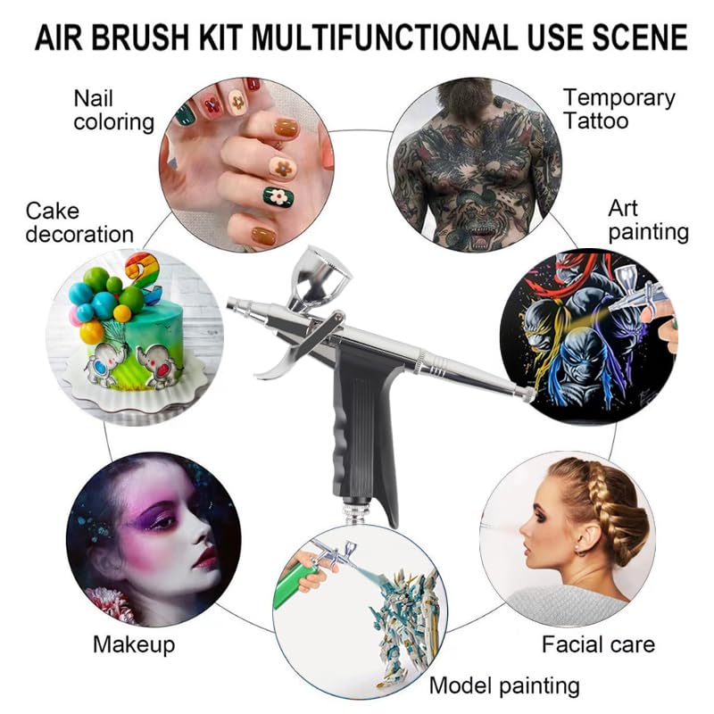 High Pressure Airbrush Kit, Rechargeable Cordless - color: Black