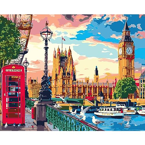 QUITEDEW Big Ben Paint by Number Kit for Adults Beginner 16x20 Inch - color: A7-big ben