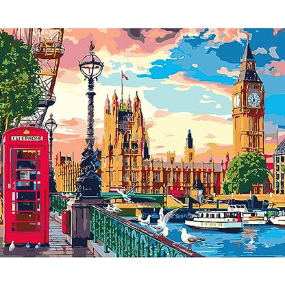 QUITEDEW Big Ben Paint by Number Kit for Adults Beginner 16x20 Inch - color: A7-big ben