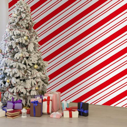 Oudain 54 Inch x 100 ft Red and White Striped Tablecloth Roll Cutter Box - style: Candy Red