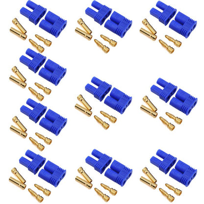10Sets EC2 Battery Connector RC Adapter Gold-Plated 2.0MM 2MM Banana Plug Bullet Connector for RC Lipo Battery - size: EC2