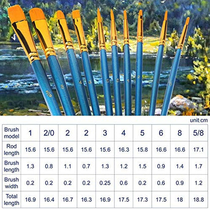 AROIC 60 Pcs Paint Brushes, Acrylic Paint Brush Set for Oil & Watercolor - size: 60pcs-blue