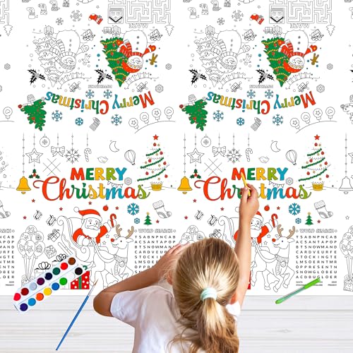 Large Christmas Coloring Tablecloth, 54 x 108 Inches - color: Christmas