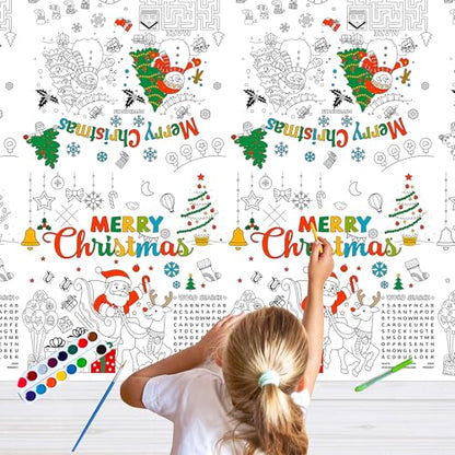 Large Christmas Coloring Tablecloth, 54 x 108 Inches - color: Christmas