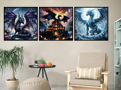 Ekuxom 3 Pack Diamond Art Kits for Adults-Dragon Diamond Painting - color: Dragon