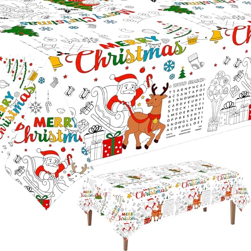 Large Christmas Coloring Tablecloth, 54 x 108 Inches - color: Christmas