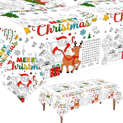 Large Christmas Coloring Tablecloth, 54 x 108 Inches - color: Christmas